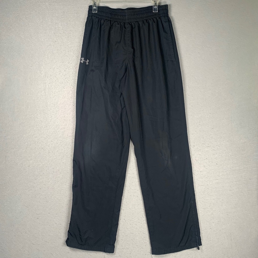 Under Armour Track Pants Mens Medium Black HeatGear Mesh Lined Windbreaker